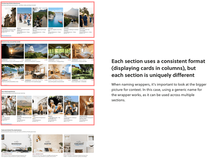 Airbnb home page layout